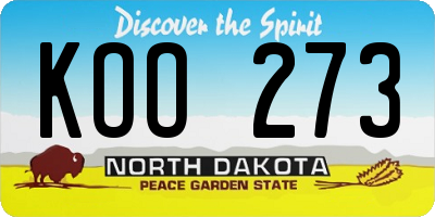 ND license plate KOO273