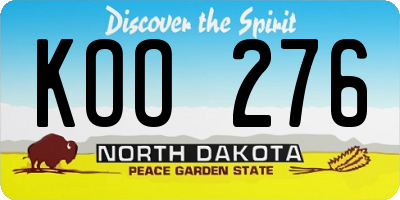 ND license plate KOO276
