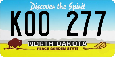 ND license plate KOO277