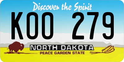 ND license plate KOO279