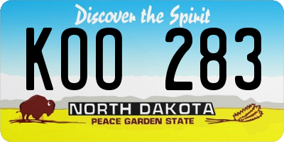 ND license plate KOO283