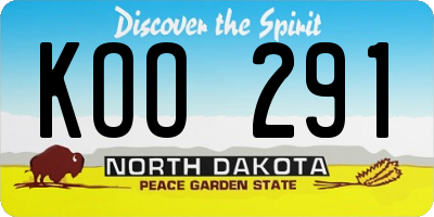 ND license plate KOO291