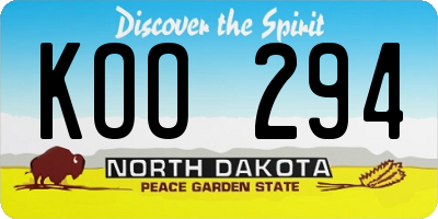 ND license plate KOO294