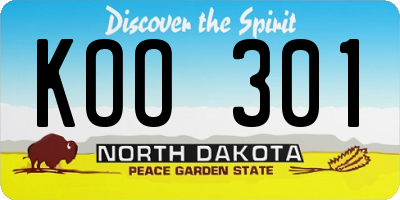 ND license plate KOO301