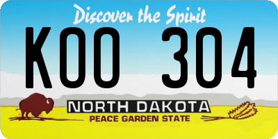 ND license plate KOO304