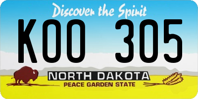 ND license plate KOO305