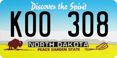 ND license plate KOO308