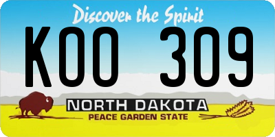 ND license plate KOO309