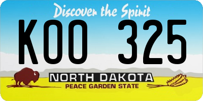 ND license plate KOO325