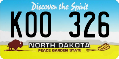 ND license plate KOO326