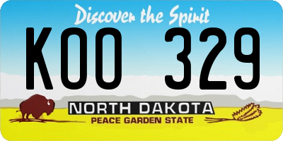 ND license plate KOO329