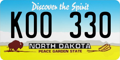 ND license plate KOO330