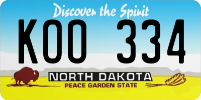ND license plate KOO334