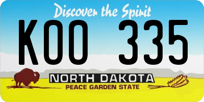 ND license plate KOO335