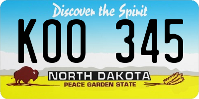 ND license plate KOO345