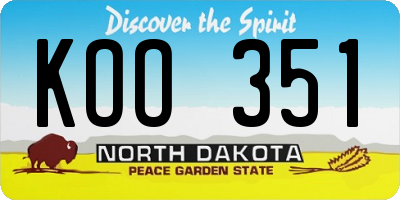 ND license plate KOO351
