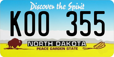 ND license plate KOO355
