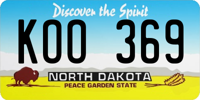 ND license plate KOO369