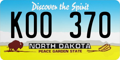ND license plate KOO370