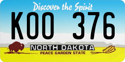 ND license plate KOO376