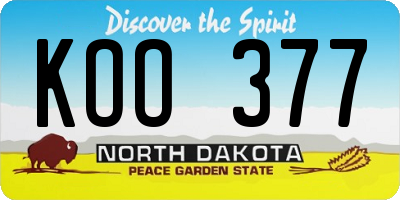 ND license plate KOO377