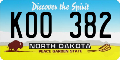ND license plate KOO382