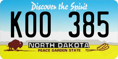 ND license plate KOO385