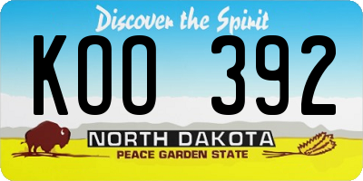 ND license plate KOO392