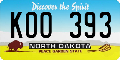 ND license plate KOO393