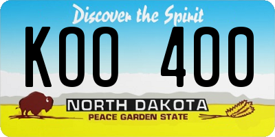 ND license plate KOO400