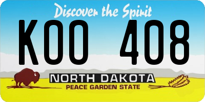 ND license plate KOO408