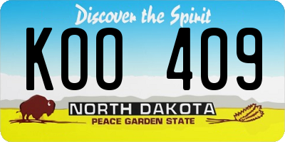 ND license plate KOO409