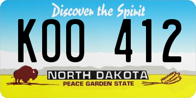 ND license plate KOO412
