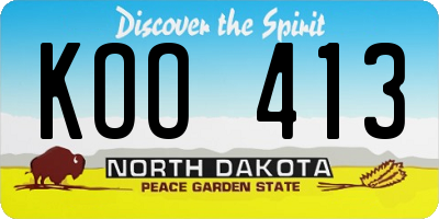 ND license plate KOO413