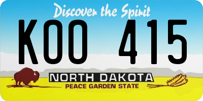 ND license plate KOO415