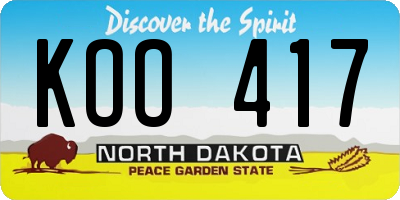 ND license plate KOO417