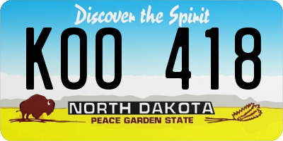 ND license plate KOO418