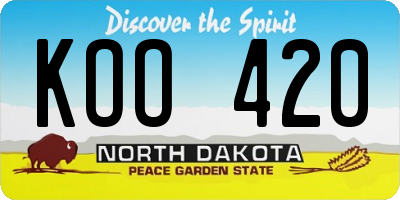 ND license plate KOO420