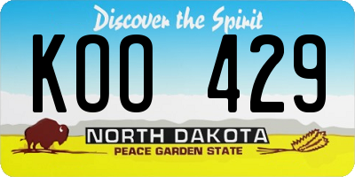 ND license plate KOO429