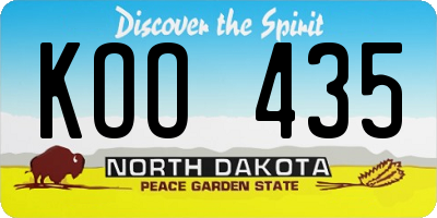 ND license plate KOO435