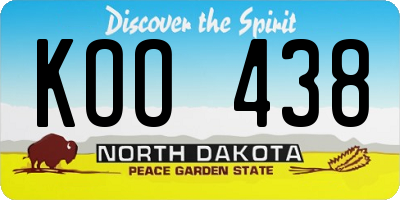 ND license plate KOO438