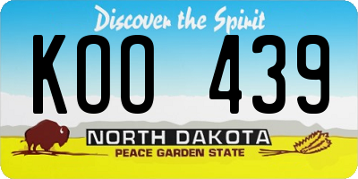 ND license plate KOO439