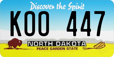ND license plate KOO447