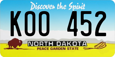 ND license plate KOO452