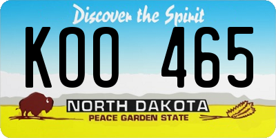 ND license plate KOO465
