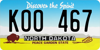 ND license plate KOO467