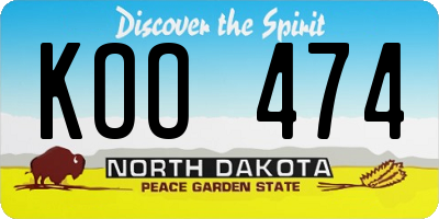 ND license plate KOO474