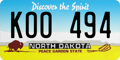 ND license plate KOO494