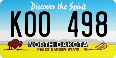 ND license plate KOO498