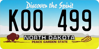 ND license plate KOO499
